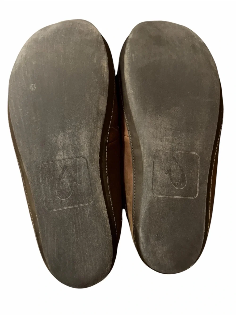 OluKai Moloa Slippers Men’s‎ 12 Brown Leather Shearling Lined Loafers
